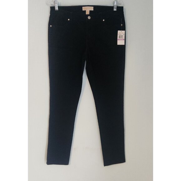 Michael Kors Velvet Corduroy Pants Black‎ Straight Leg Stretch Womens 6 NEW NWT - Picture 2 of 11